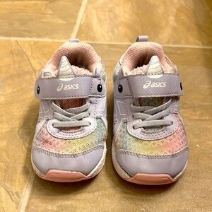 Asics Baby/New Toddler Rainbow Unicorn Velcro Sneakers. Great Used Cndtn- 2cute!